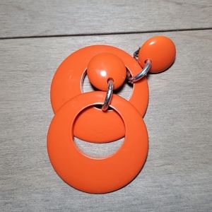80's Neon Orange Plastic clip-on Earrings